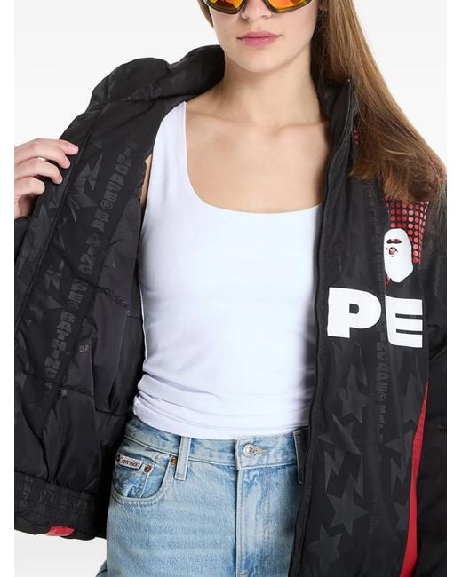 A Bathing Ape Red Logo-Print Padded Jacket