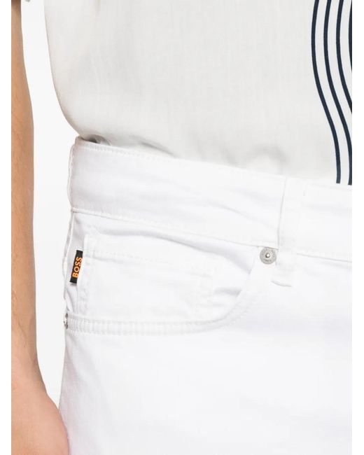 Boss White Logo-Patch Jeans for men