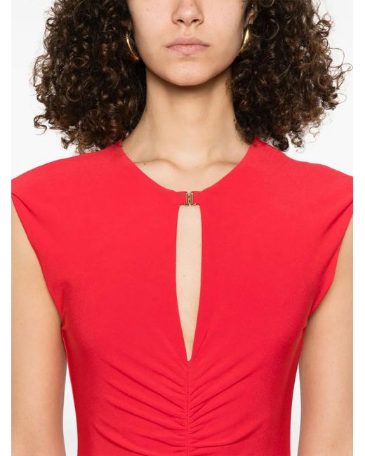 Nissa Red Ruched Maxi Dress
