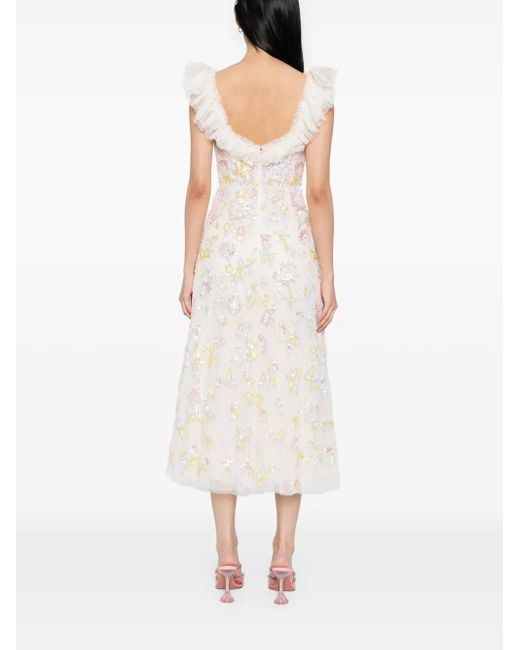 Needle & Thread White Sequin Dandelion Ruffle Ballerina Dress