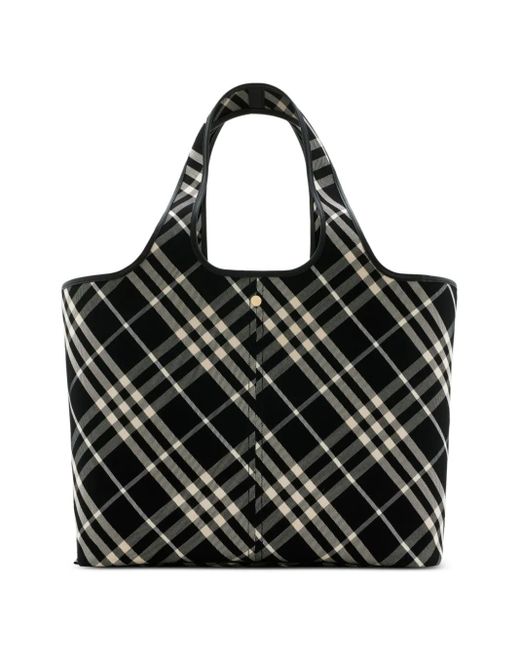 Burberry Black Medium Check Tote