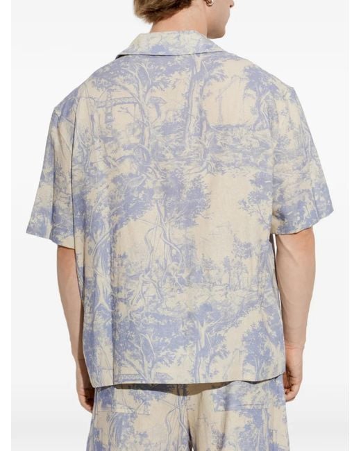 Off-White c/o Virgil Abloh Gray City Nature Linen Bowling Shirt for men