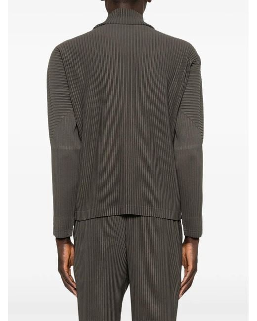 Homme Plissé Issey Miyake Brown Pleated Turtleneck Top With Minimalist Design for men