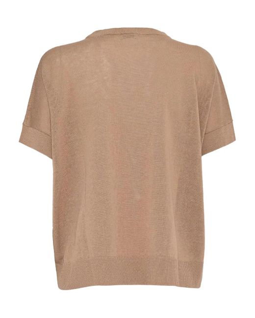 Peserico Natural Embellished Short-Sleeve Top
