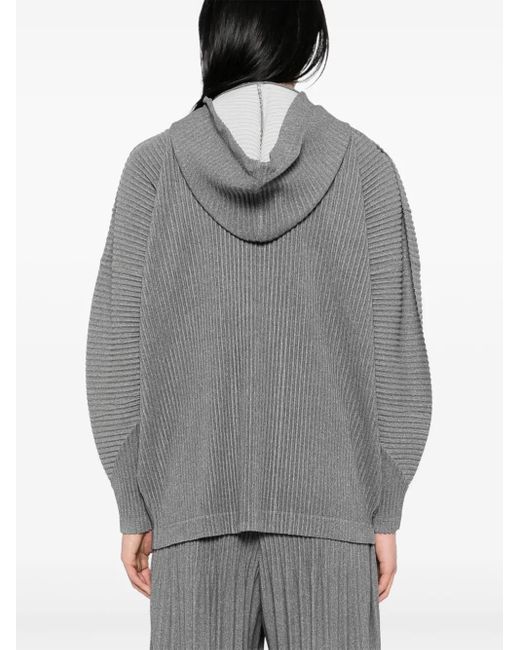 Homme Plissé Issey Miyake Gray Pleated Hooded Jacket for men
