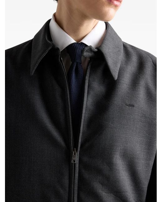 Prada Black Embroidered-Lettering Jacket for men
