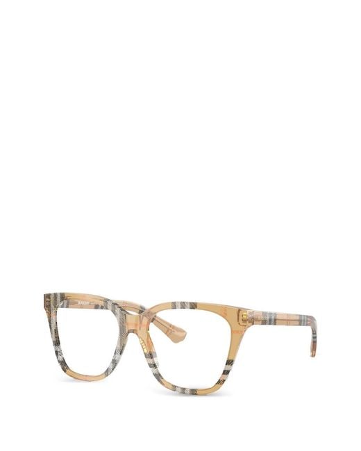 Burberry Metallic Check-Pattern Square-Frame Glasses