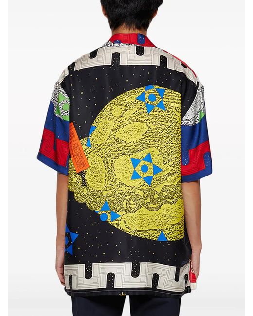 J.Logan Home Red Joachim Silk Short-Sleeved Shirt for men