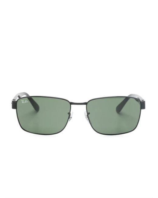 Ray-Ban Green Rectangle-Frame Sunglasses