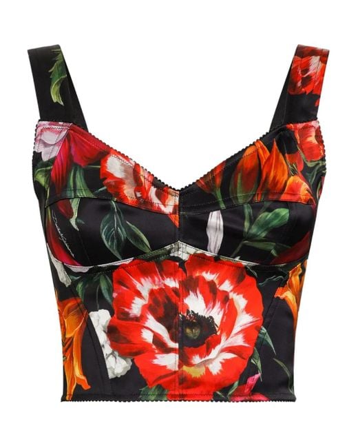 Dolce & Gabbana Red Floral-Print Top
