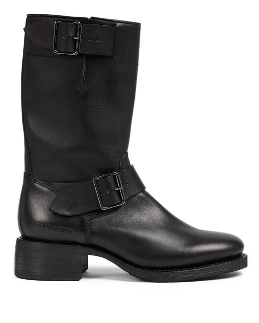 DSquared² Black Logo-Debossed Leather Boots