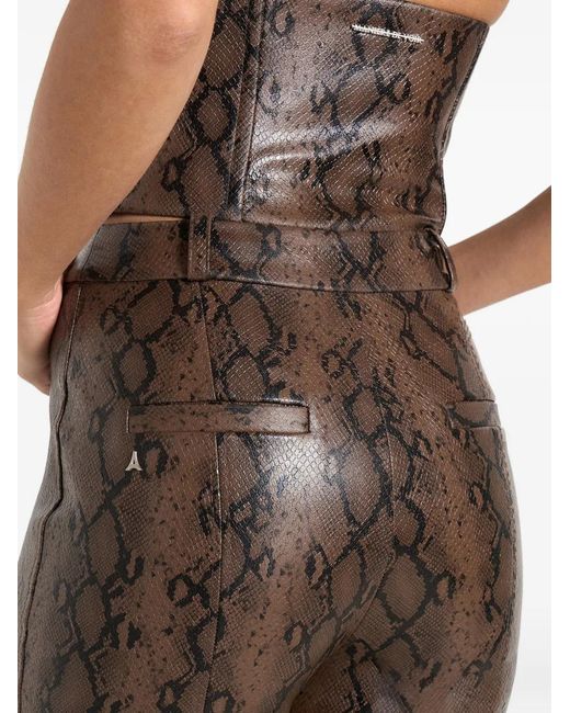 Manière De Voir Brown Lucia Python-Effect Button Trousers