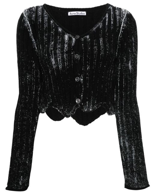 Acne Black Ribbed-knit Cardigan