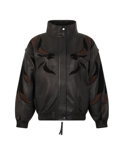 P.A.R.O.S.H. Black Eagle-Patch Leather Jacket