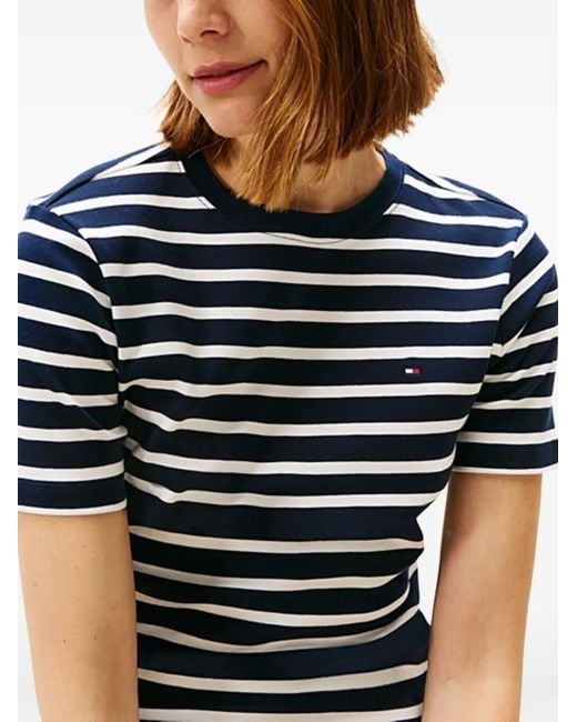 Tommy Hilfiger Blue Stripe-Pattern T-Shirt