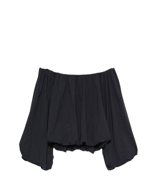 Dorothee Schumacher Black Off-Shoulder Balloon-Sleeve Top