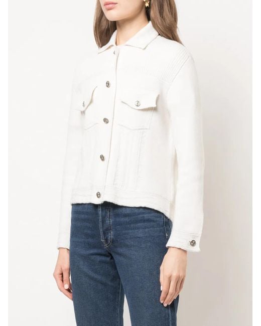 Barrie White Contrast-Stitch Knitted Jacket
