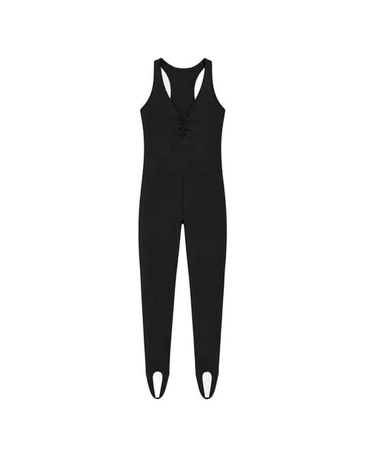 Splits59 Black Darci Airweight Ruched Stirrup Jumpsuit