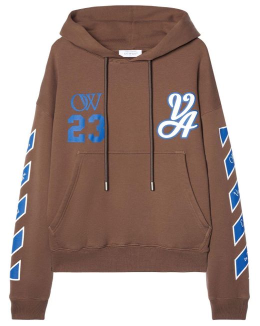 Off-White c/o Virgil Abloh Brown 23 Varsity Skate Cotton Hoodie for men