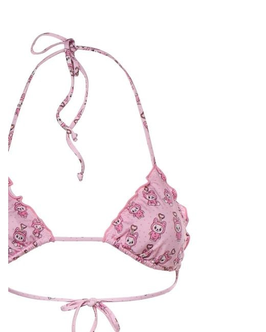 Mc2 Saint Barth Pink Ruffled-Trims Bikini