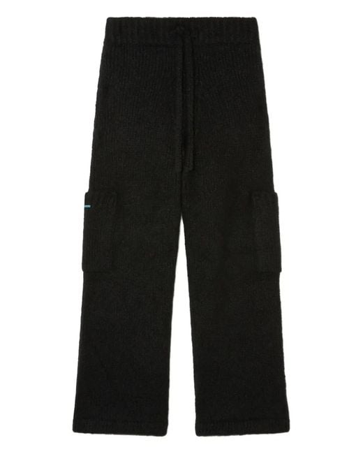 Alanui Black Drawstring Knitted Trousers for men