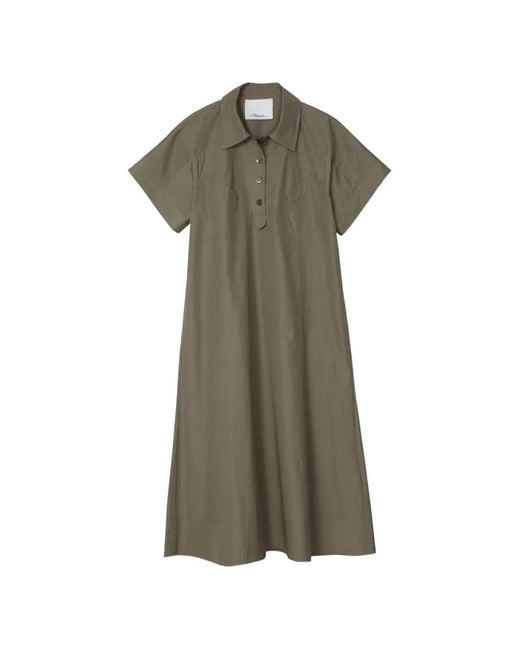 3.1 Phillip Lim Green Short-Sleeves Midi Dress