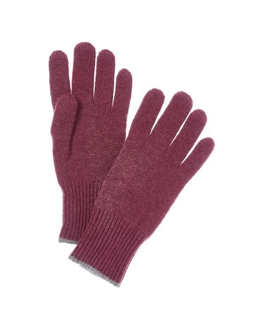 Brunello Cucinelli Purple Ribbed-Cuff Knit Gloves for men