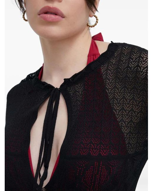 Desigual Blue Lace-Knit Mini Beach Dress