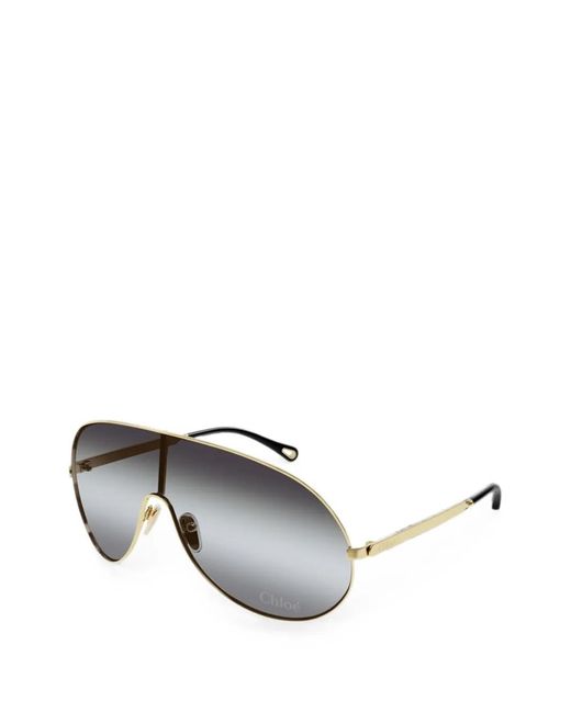 Chloé Metallic Gradient-Lens Pilot-Frame Sunglasses