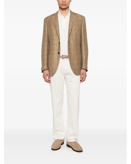 Corneliani Natural Checked Button Jacket for men