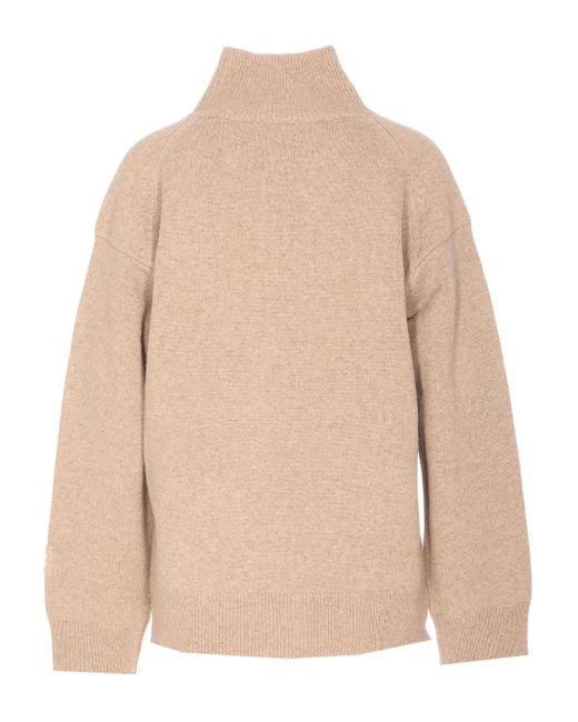 Tory Burch Natural Wool Turtleneck Sweater