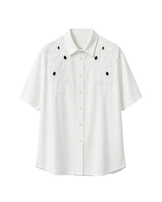 Givenchy White Bead-Embellished Floral-Embroidered Shirt for men