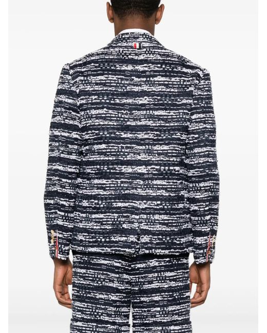 Thom Browne Blue Unconstructed Tweed Blazer for men
