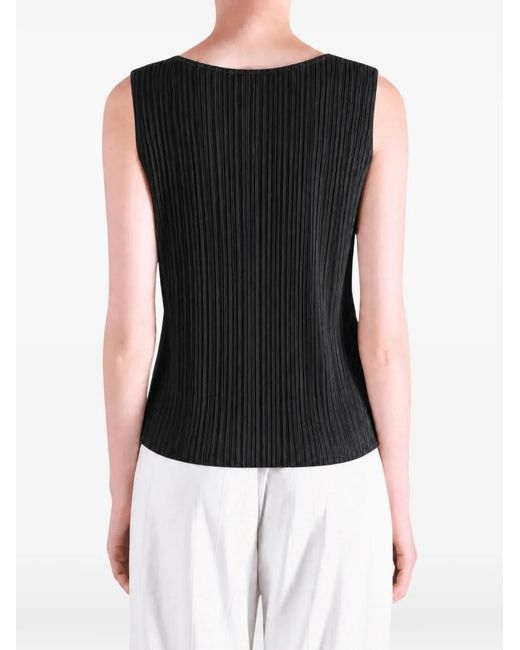 Pleats Please Issey Miyake Black Pleated Sleeveless Top