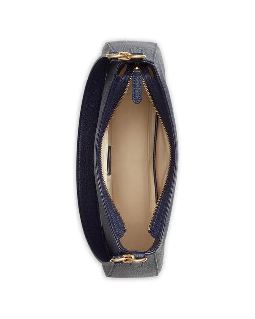Ralph Lauren Blue Embossed-Logo Shoulder Bag