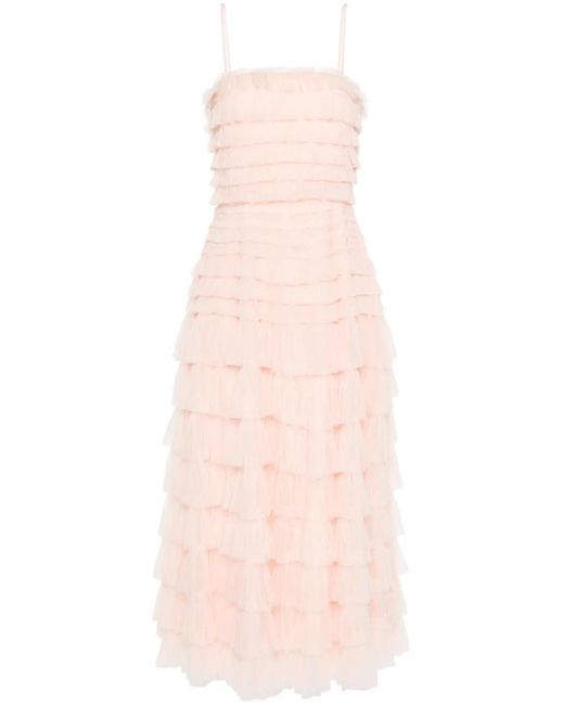 Robe Mi-Longue En Tulle À Volants Twinset en coloris Pink