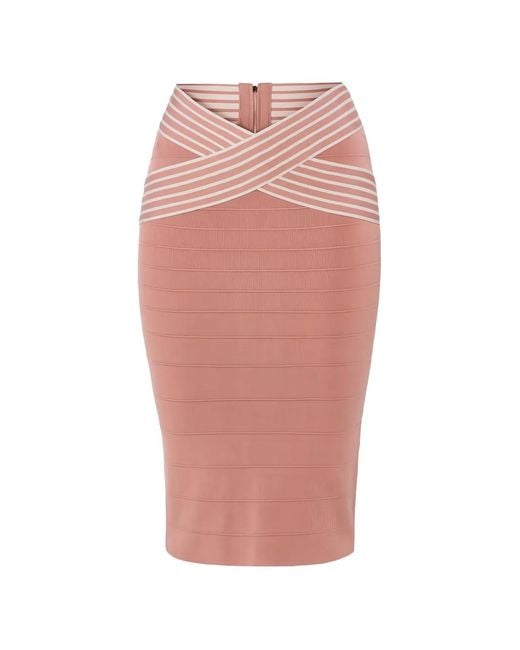 Elisabetta Franchi Pink Striped-Detail Midi Skirt