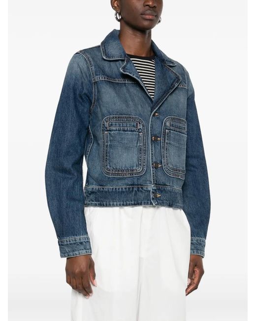 Nili Lotan Blue Patch-Pocket Denim Jacket