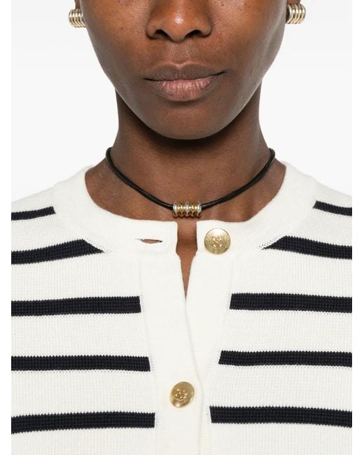 Gant White Striped Button-Up Cardigan
