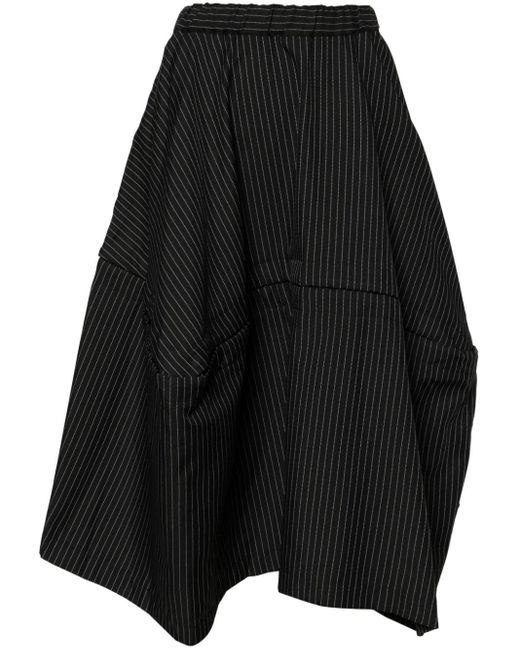 Comme des Garçons Black Voluminous Pinstriped Midi Skirt