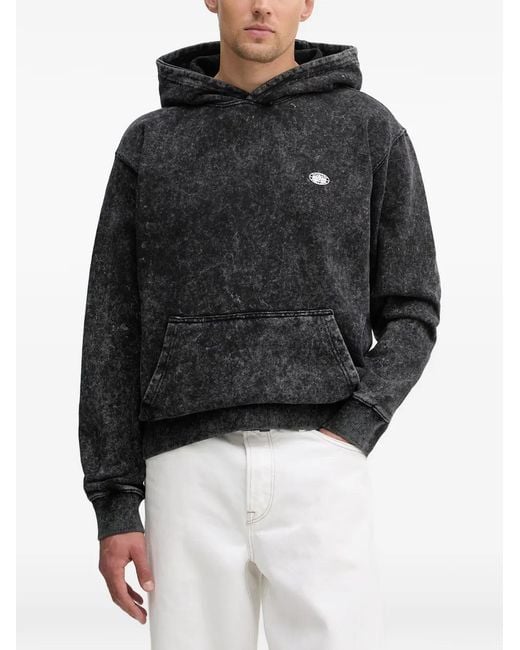 Alpha Industries Black Acid-Wash Logo-Patch Hoodie