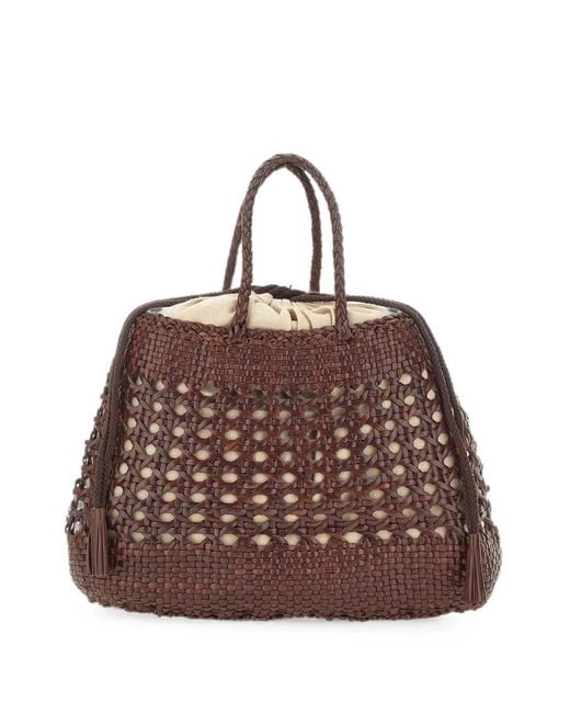Dragon Diffusion Brown Santa Cano Woven Leather Tote Bag