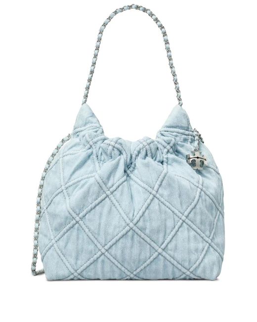 Tory Burch Blue Mini Fleming Denim Cross Body Bag