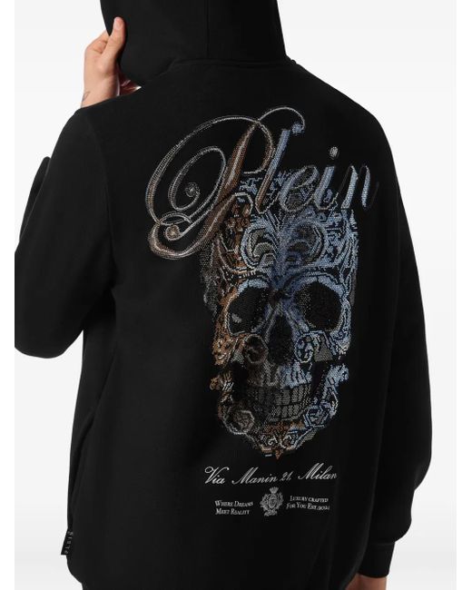 Sudadera con capucha y aplique de calavera Philipp Plein de hombre de color Black