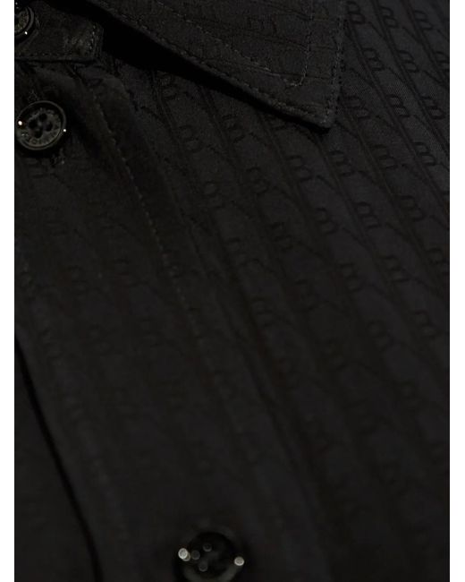 Victoria Beckham Black Monogram-Pattern Button-Down Shirt