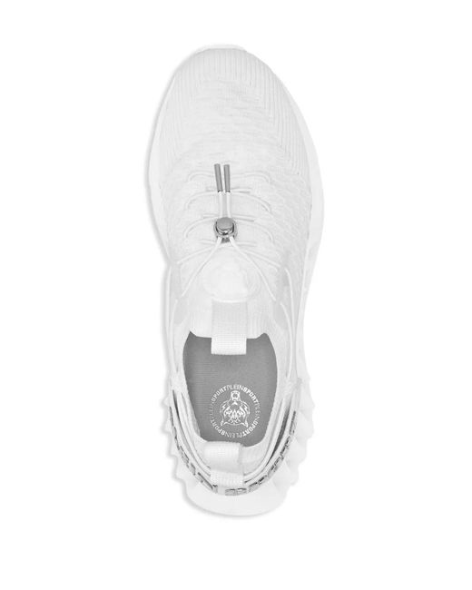 Philipp Plein White Runner Knitted Sneakers