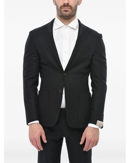 Corneliani Black Whisper Patch-Pocket Blazer for men
