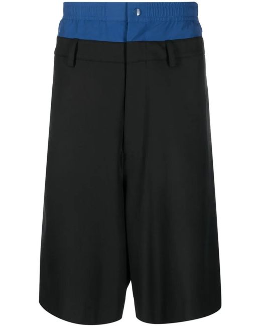 Ambush Black Layered-Design Knee-Length Shorts for men