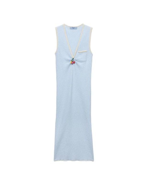 Prada Blue Cotton Bouclé Dress