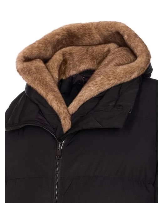 Lou Andrea Hooded Zip-Front Parka Coat in Black | Lyst